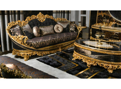 Modernes schwarzes 4-Sitzer Sofa mit gemustertem Textilbezug