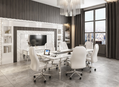 Arbeitszimmer-Set Weiß Holz Modern Elegant Möbelkombination