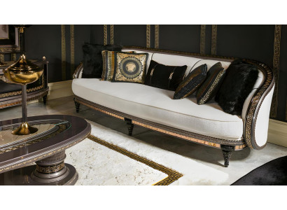 Modernes weißes 3-Sitzer Sofa aus Textil mit Holzrahmen