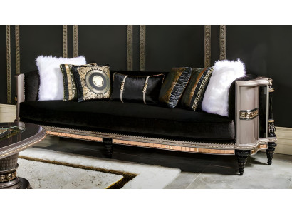 Modernes schwarzes Textil-Sofa 3-Sitzer mit Holzrahmen