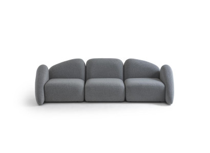 Moderner grauer Stoff 4-Sitzer Sofa mit Holzrahmen