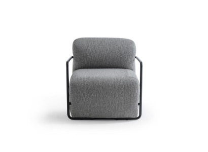 Moderner grauer Textil-Sessel aus Holz für Wohnzimmer
