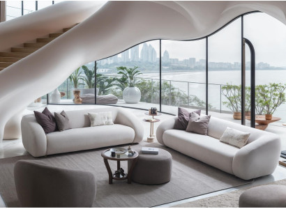 Moderner weißer Wohnzimmer Set mit 3-Sitzer Sofas, Couchtisch