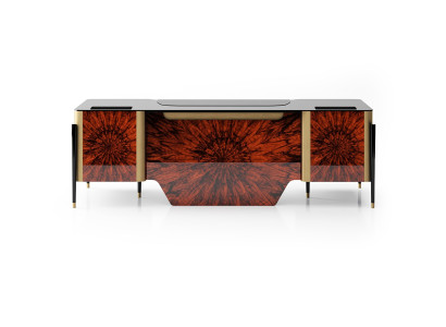 Moderner Brauner Schreibtisch Designer Holztisch Chefmöbel Bürotisch