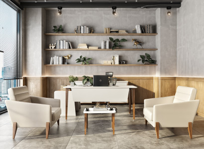 Moderne Chefbüro Möbel Beiger Holztisch Stilvoller Beistelltisch