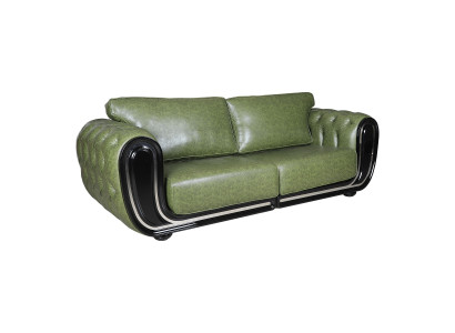 Grünes Designer Chesterfield Ledersofa Wohnzimmer Kunstleder Couch