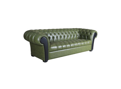 Grüne Chesterfield Couch Luxuriöses 3-Sitzer Sofa Kunstleder Möbel