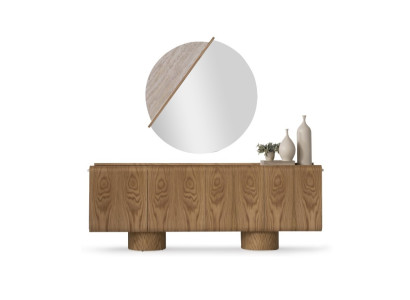 Elegantes braunes Esszimmer Set mit Sideboard und Spiegel in modernem