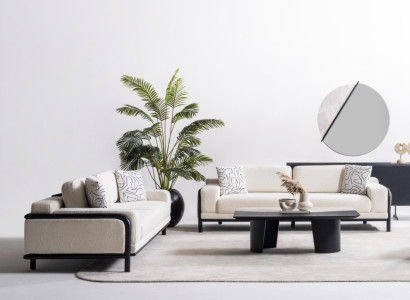 Beige Textil 3-Sitzer Sofa Set modernes elegantes Wohnzimmermöbel