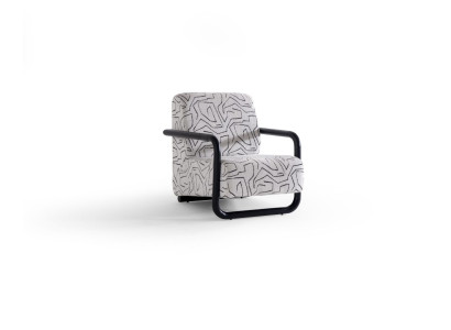 Moderner Mehrfarbiger Textil-Sessel mit Holzrahmen