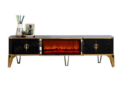 Anspruchsvoller TV-Schrank mit modernem Kamineffekt und geräumigen Fächern