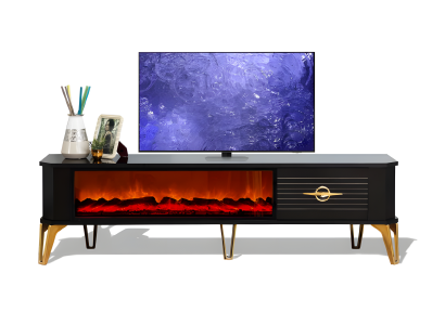 Schicker TV-Lowboard mit Beinen aus Hartkunststoff und Metallgriff