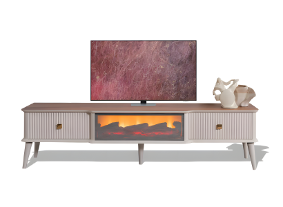 Die perfekte Kombination: TV-Lowboard, Kamin und Stauraum in einem Design