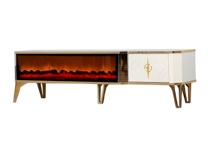 Das Wohnzimmer in neuem Glanz: TV-Lowboard mit Kaminfunktion und LED-Licht