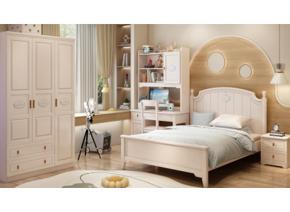 Luxus Kinderzimmer Kleiderschrank Design 2x Nachttische Bett Set