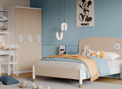 6tlg Kinderzimmer Set Design Kleiderschrank Möbel Komplett 2x Nachttische