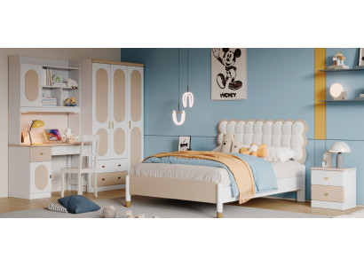 Design Kinderzimmer Set Bett + 2x Nachttische Jugendzimmer Komplett 6tlg