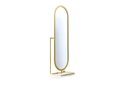 Elegantes ovales Standspiegel mit goldenem Rahmen in modernem Design