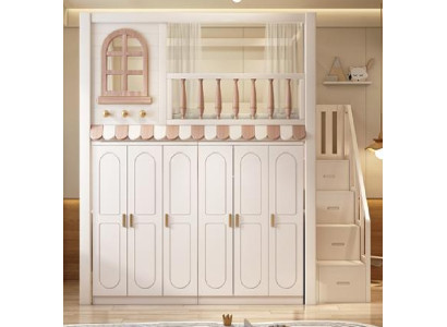 Etagenbett+Schrank Multifunktion Hochbett Kinderbett Kleiderschrank Holzbett