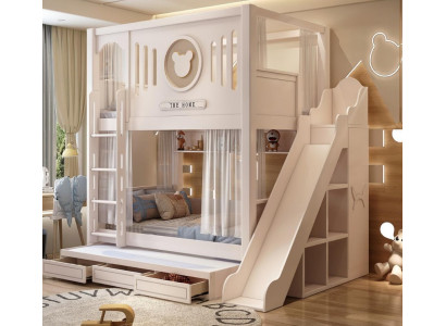 Holz Etagenbett Doppelstockbett Hochbett Stockbett Kinderbett mit Rutsche