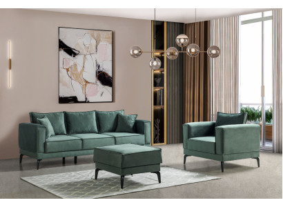 Harmonisches Interieur, stilvolles Set aus Sofa und Sessel