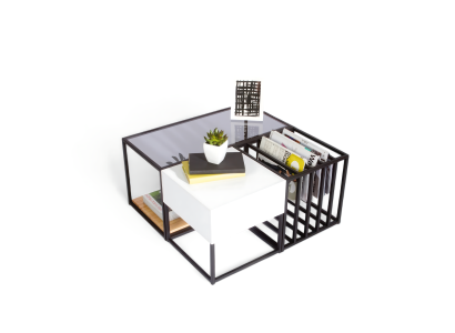 Konfigurierbares Modell aus drei Teilen Metallrahmen in Schwarz mit Rauchglas