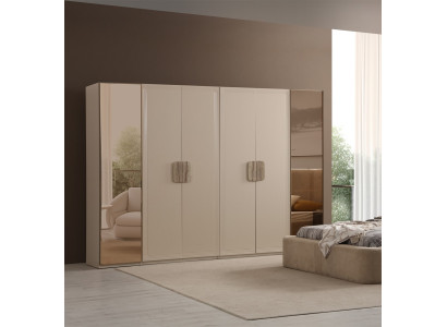 Beiger Schlafzimmerschrank Designer Aufbewahrungsschrank Holzmöbel