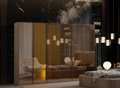 Stilvoller Brauner Kleiderschrank Stauraumschrank Glastürenschrank