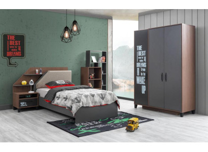 Modern Kinderzimmer Set Kinderbett Nachttisch Kleiderschrank  Top-Qualität Grau