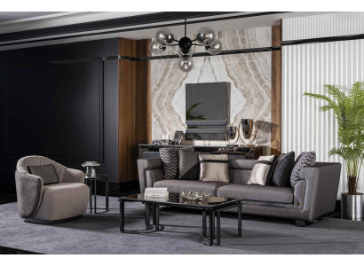 Wohnzimmer Sofagarnitur Grau Dreisitzer Sessel Luxus Couch Set 4 1 Sitzer