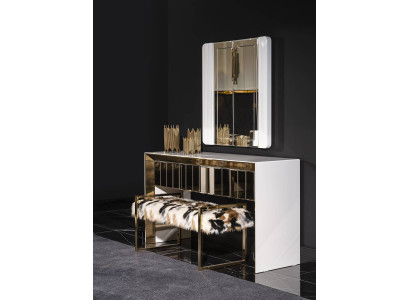 Schminktisch mit Spiegel Weiß Hochwertig Luxus Konsole Kommode Schlafzimmer