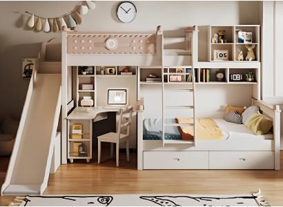 Kinderbett Weißes Etagenbett aus Holz Doppelstockbett Stockbett Jugendbett