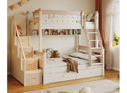 Doppelstockbett Etagenbett Holz weiß Kinderbett Jugendbett Modern Hochbett