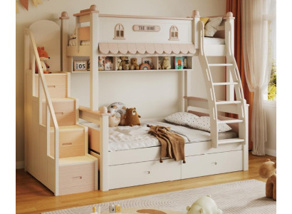 Stockbett weiß Holz Etagenbett Doppelstockbett Kinderbett Jugendbett