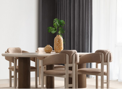 Hellbeige Esszimmer Garnitur Holz Esstisch 6x Edle Polsterstühle