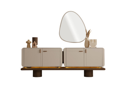 Stilvolle Konsole Designer Wohnzimmer Holzmöbel Edler Spiegel