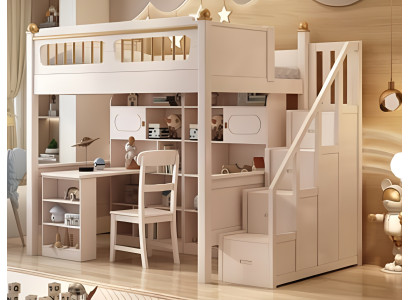 Doppelstockbett Hochbett Stockbett Holz Kinderbett Jugendbett mit Schreibtisch