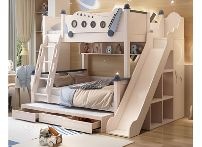 Kinderbett weiß Holz – Jugendbett Stockbett Doppelstockbett Etagenbett