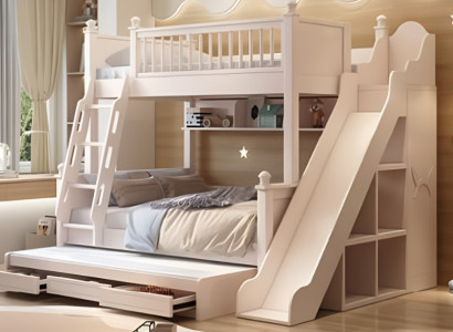 Etagenbett Holz weiß mit Rutsche Stockbett Doppelstockbett Kinderbett