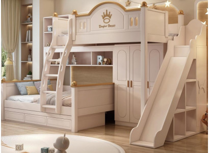 Kinderbett Holz weiß mit Rutsche Etagenbett Stockbett Doppelstockbett