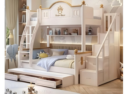 Weiß Holz Etagenbett mit Leiter Doppelstockbett Kinderbett Jugendbett