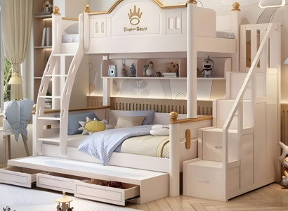 Weiß Holz Etagenbett mit Leiter Doppelstockbett Kinderbett Jugendbett