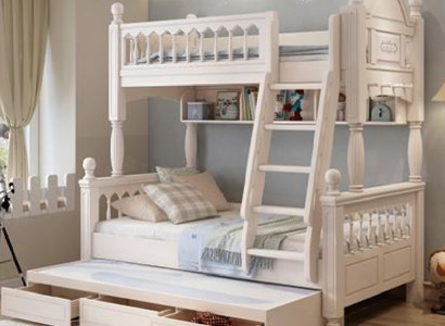 Holz Stockbett weiß Etagenbett Kinderbett Jugendbett mit Leiter Doppelstockbett