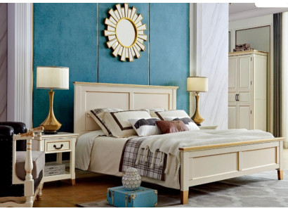 Schlafzimmer Set Design Bett+2x Nachttische Möbel Komplett Holz Kleiderschrank