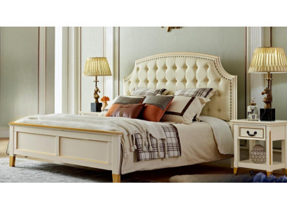 Weißes Holz Schlafzimmer Set Komfort Bett + 2x Nachttische Komplett Möbel