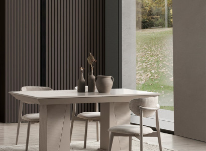 Stilvolle Essgarnitur Designer Rechteckiger Esstisch 6x Polsterstühle