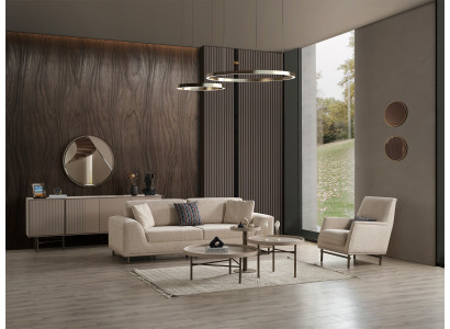 Exklusive Garnitur Designer Polstersofa Beistelltische Konsole