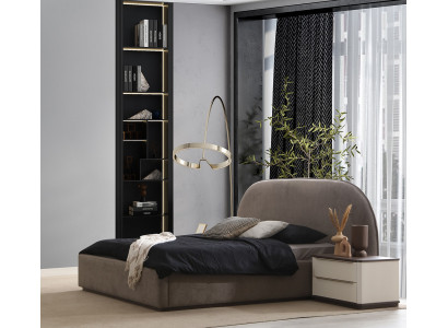 Schlafzimmer Elegante Beige Garnitur Doppelbett Edle 2x Nachttische