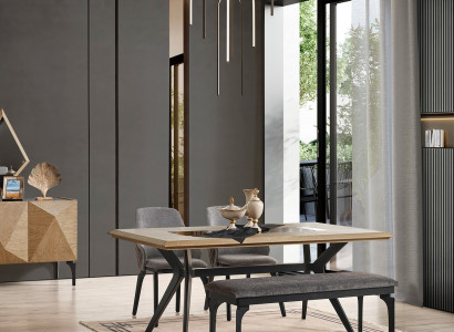 Beige Esszimmergarnitur Beiger Esstisch 4x Polsterstühle Sitzbank