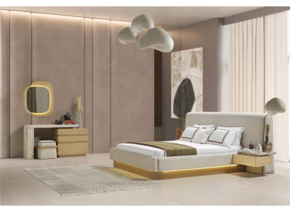 Modernes Schlafzimmer Komplettes Set Bett Nachttische Schminktisch mit Spiegel